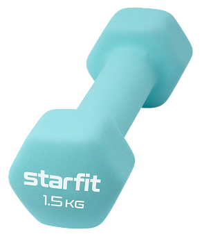 Гантель неопреновая STARFIT DB-201 1,5 кг, мятный.