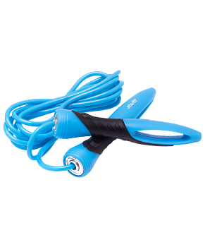 Скакалка RP-104 ПВХ, с эргономичной ручкой, синяя/черная, 3,05 м